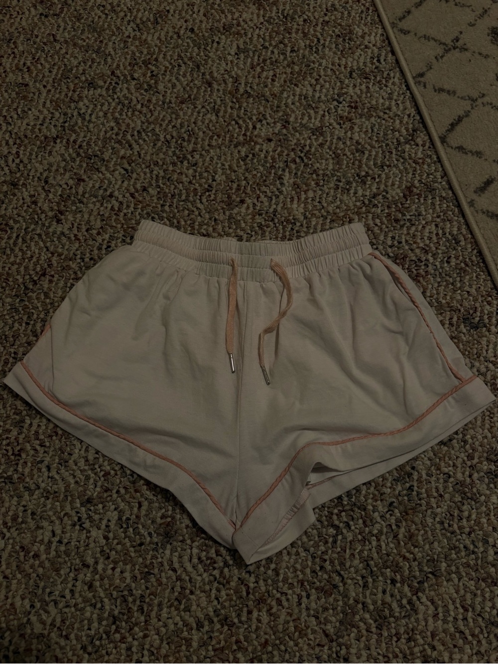 Women's White Lounge Shorts with Pink Trim